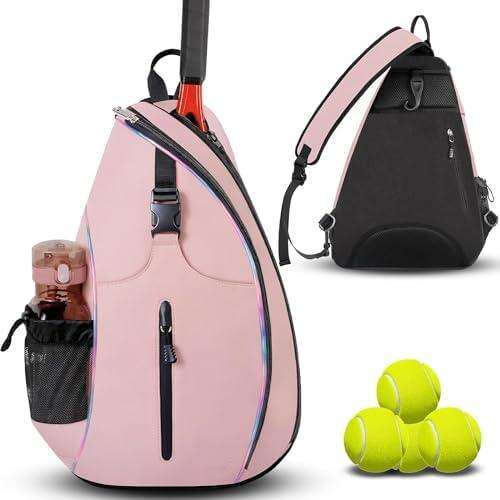 Customized Water-Resistant Polyester Tennis Sling Backpack Portable Crossbody Bag for Men Women Holds Tennis Badminton supplier