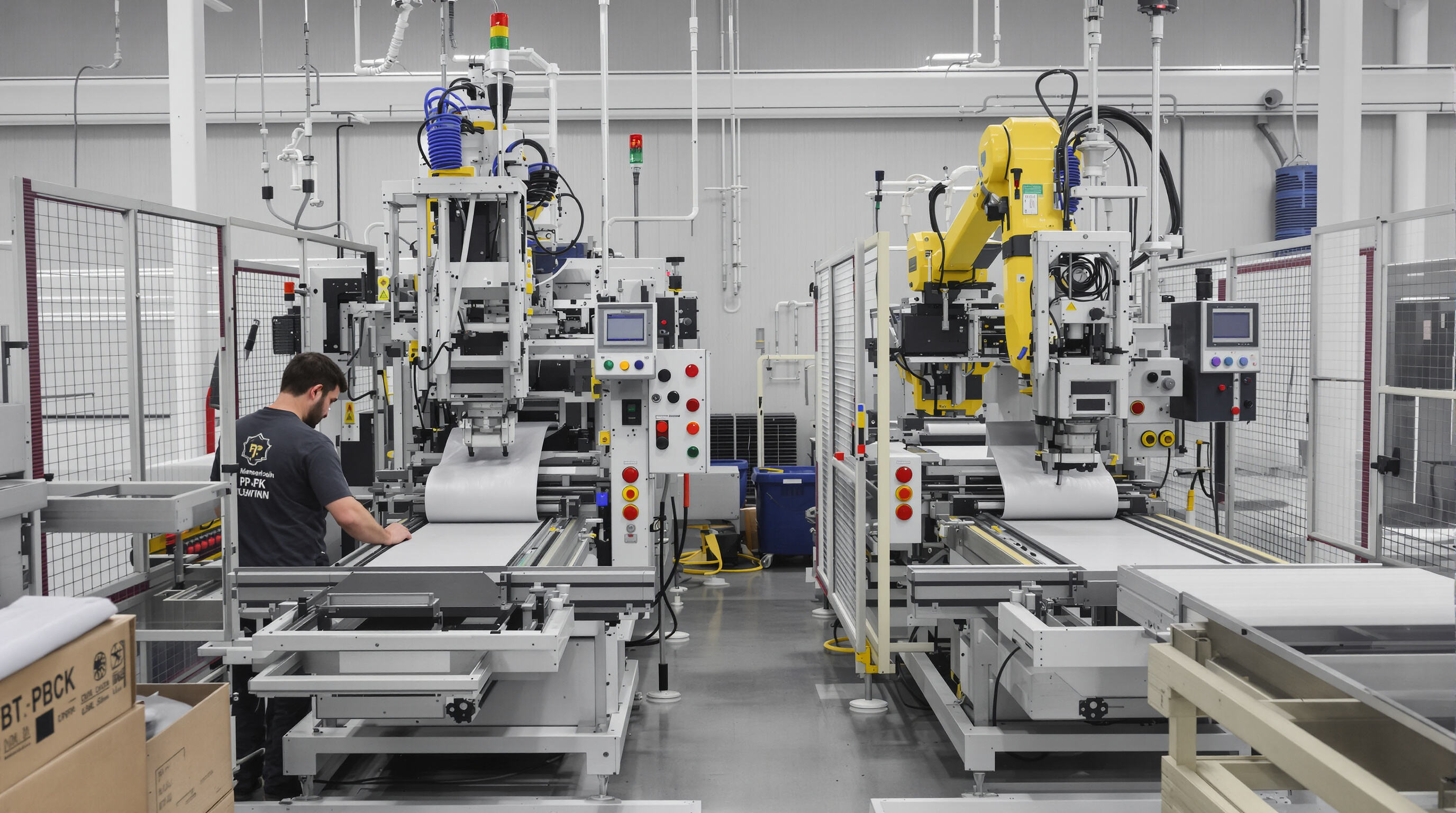 Comparison of manual and automated PP bag making machines operating in a factory