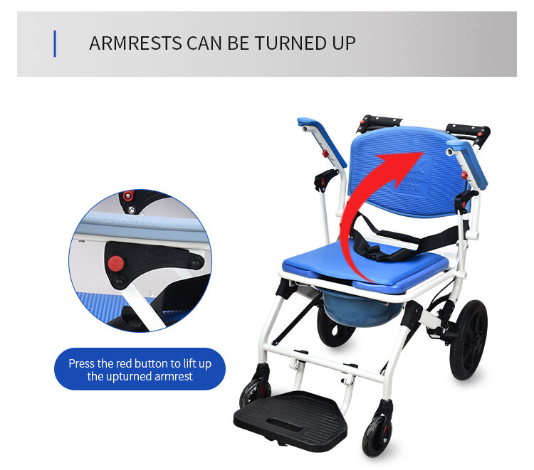 foldable commode chair with 12 rear wheels  kdb699j-0