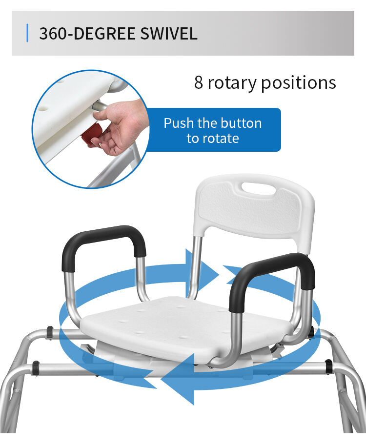 swivel bath transfer chair with adjustable height kdb788b-1