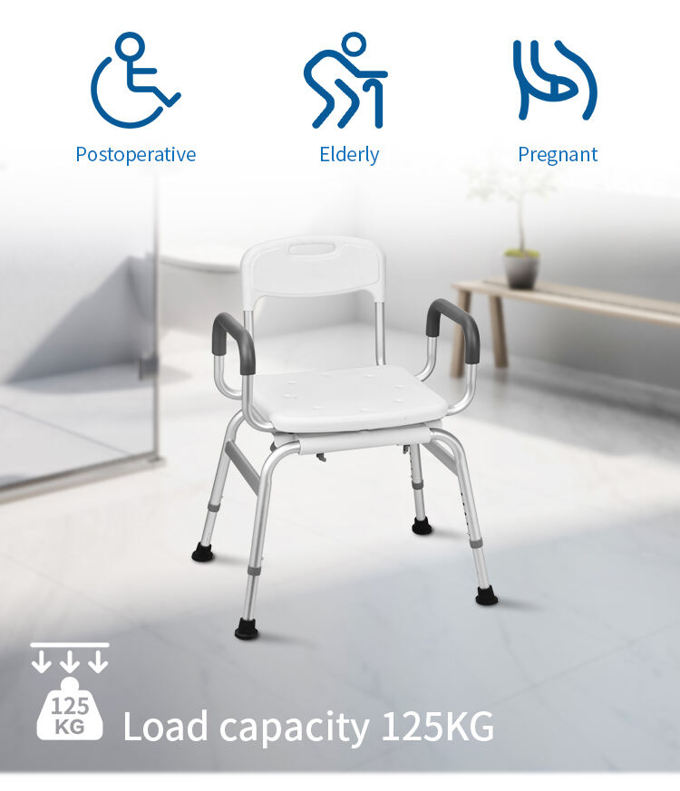 360 rotating shower chair with pe seat  backrest kdb788a -0