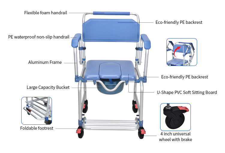 commode chair with flip up armrests  kdb697b-2