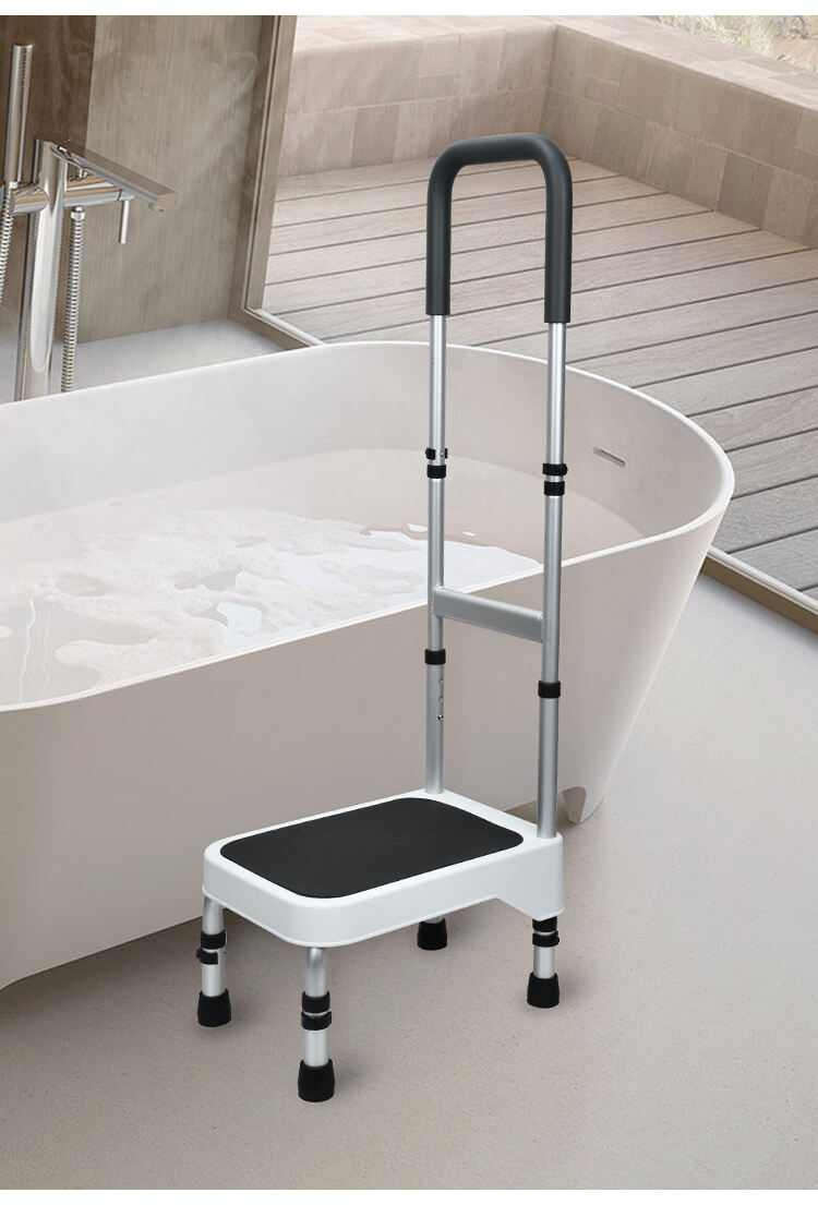 product adjustable handrail step stool and non skid platform for adults elderly foot stool-1