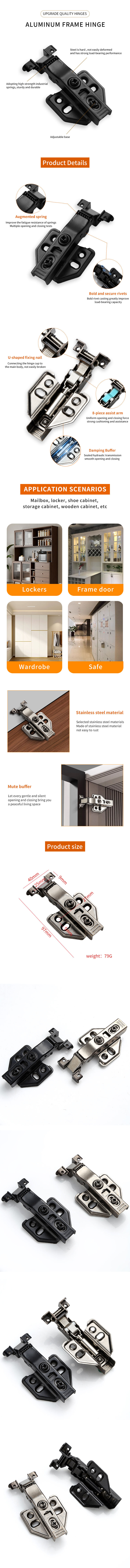 YUXING High Quality Steel Furniture Hinge Aluminum Frame Soft Close Slide on 35mm Cupboard Wardrobe Cabinet Hydraulic Hinges details