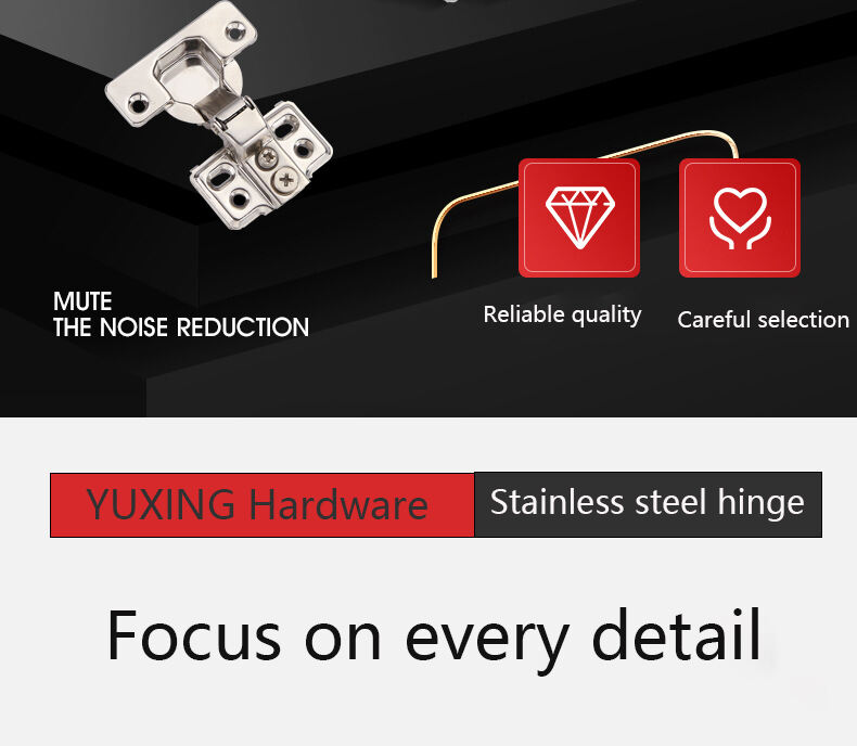 YUXING Stainless Steel Kitchen Wardrobe Hinge Folding Table Furniture Soft Close Concealed Hydraulic Door Cabinet Hinges details