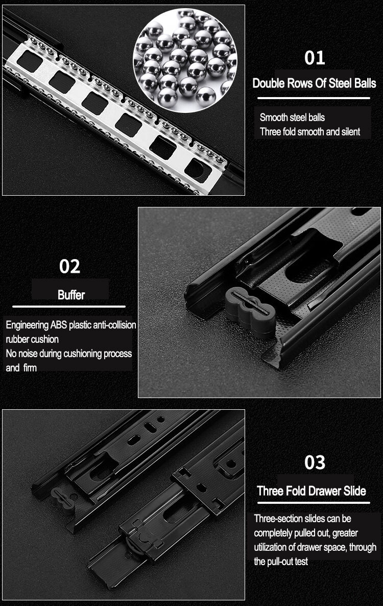 YUXING Ball Bearing Sliding Drawer Heavy Duty Soft Close Telescopic Channel Full Extension Drawer Slide for Kitchen manufacture