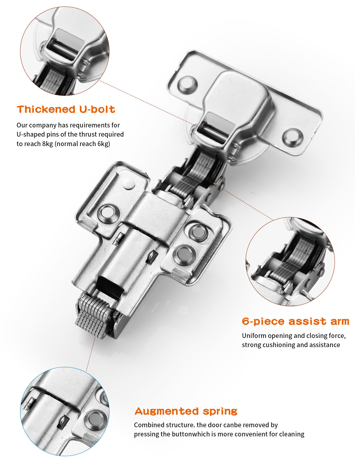 YUXING 3d Hydraulic Heavy Kitchen Adjustable Soft Close Clip on Door Cabinet Hinge Furniture Hinges details