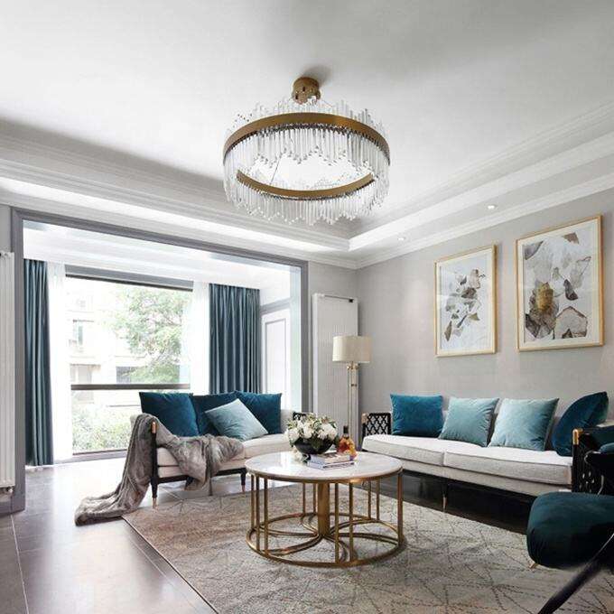 Modern Hotel Villa E14 Round Ring Glass LED Pendant Chandelier For Restaurant factory