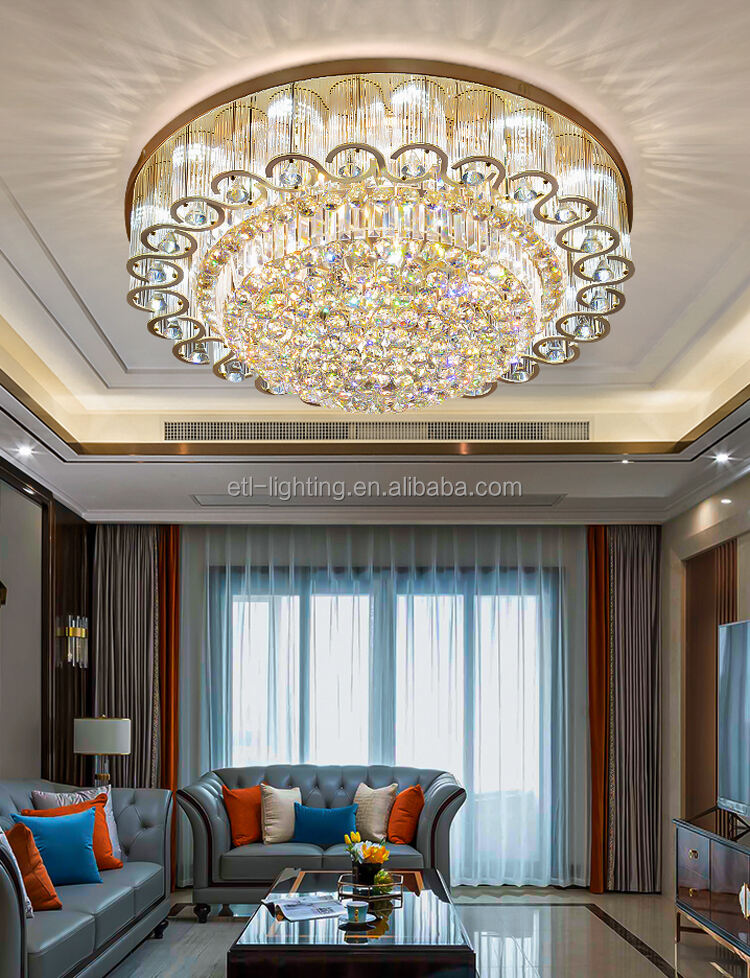 Luxury Large Gold Crystal Chandelier Ceiling Light For Hotel Villa Living Room supplier