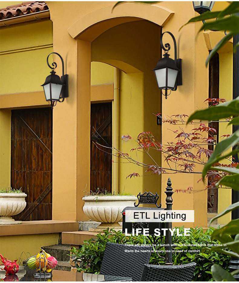 Hotel Villa Corridor LED Garden Wall Lamp Outdoor E27 Black Wall Sconce Light manufacture