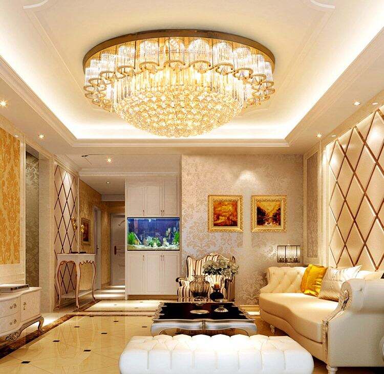 Luxury Large Gold Crystal Chandelier Ceiling Light For Hotel Villa Living Room details