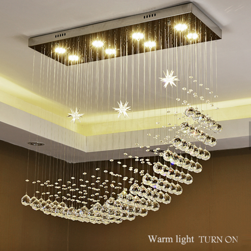Modern Crystal ceiling LED light stairs crystal chandelier ceiling lamp for hotel ETL86100 factory
