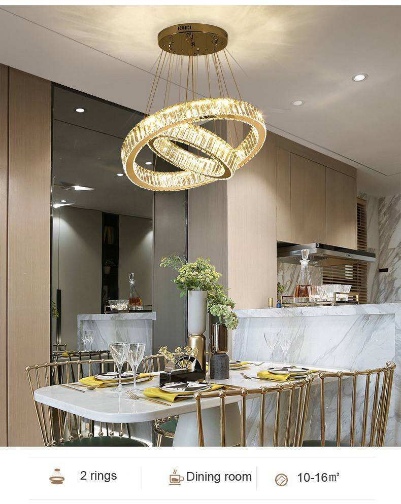 Modern Crystal Pendant Lights Round Ring LED Chandelier Hanging Lights Home Villa Staircase Chandeliers For Hotel Lobby Project manufacture