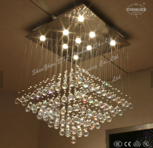 Modern Crystal ceiling LED light stairs crystal chandelier ceiling lamp for hotel ETL86100 factory