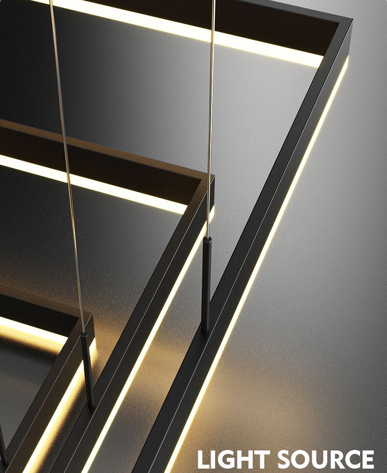 Ceiling Designer Suspended Curve Linear Acrylic Chandelier Modern Square LED Pendant Light manufacture