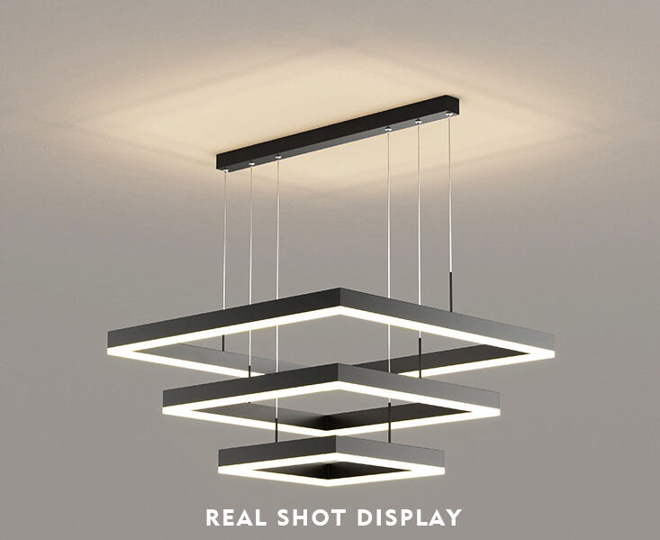 Ceiling Designer Suspended Curve Linear Acrylic Chandelier Modern Square LED Pendant Light factory