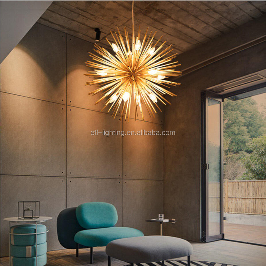 Globe or suspension lampe en aluminium rond or lustre suspension pour maison hôtel salon fournisseur