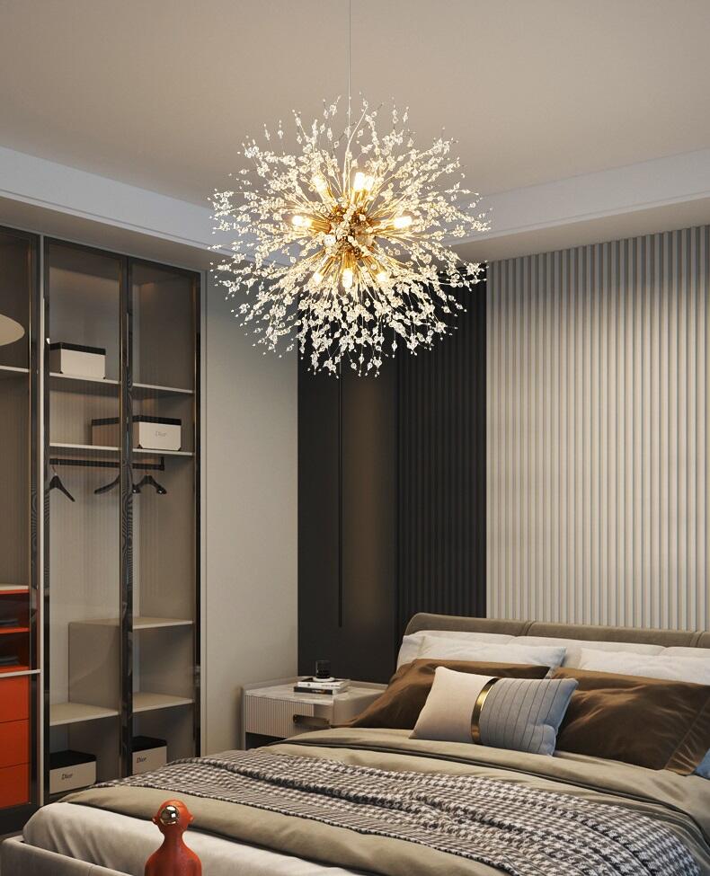 Modern Nordic Luxury Decorative Crystal Dandelion Dining Room LED Crystal Chandeliers Pendant Lights details