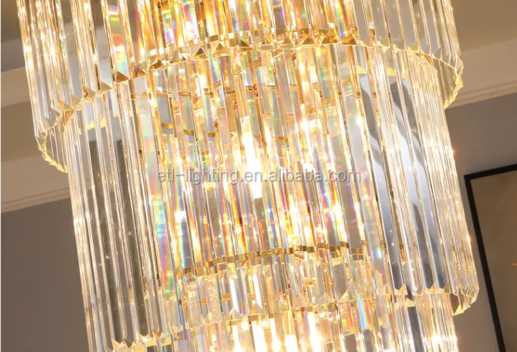 Long Spiral Crystal Drop Pendant Lighting Chandelier Hotel Crystal Stair Gold Chandelier Light soo saarista