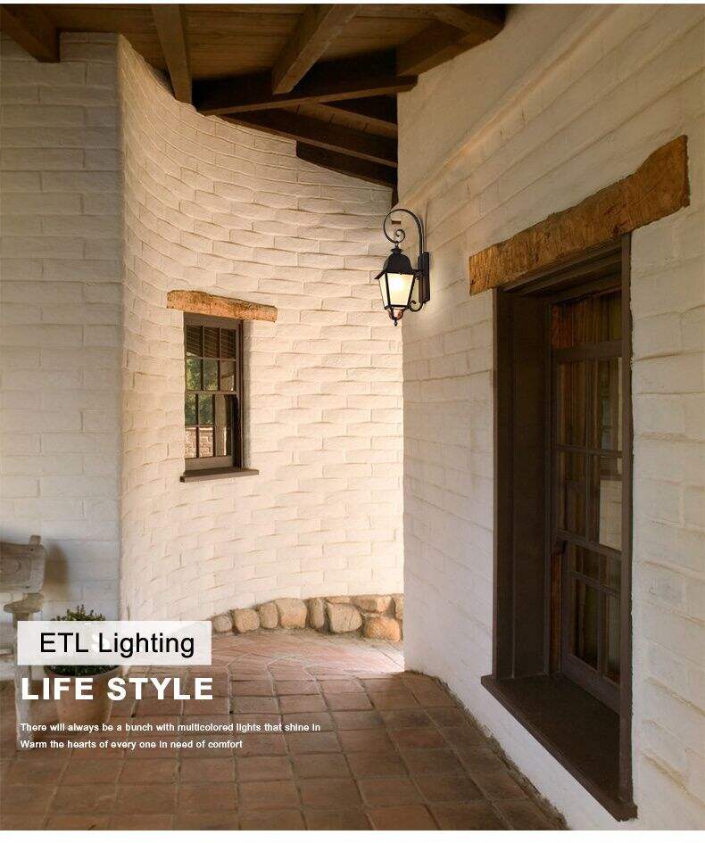 Hotel Villa Corridor LED Garden Wall Lamp Outdoor E27 Black Wall Sconce Light details