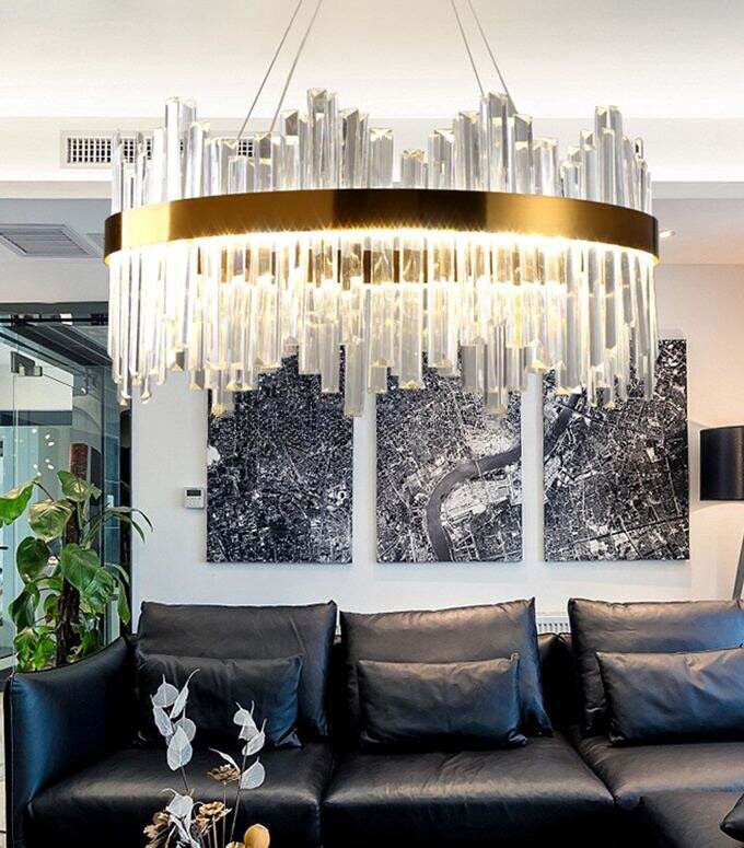 Modern Hotel Villa E14 Round Ring Glass LED Pendant Chandelier For Restaurant details