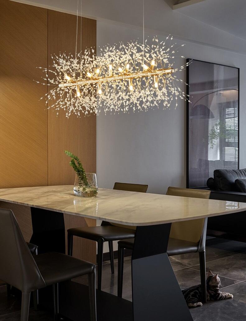 Modern Nordic Luxury Decorative Crystal Dandelion Dining Room LED Crystal Chandeliers Pendant Lights details