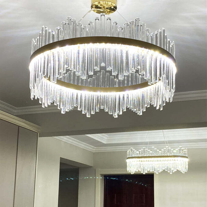 Modern Hotel Villa E14 Round Ring Glass LED Pendant Chandelier For Restaurant details