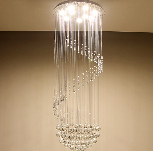 Modern Crystal ceiling LED light stairs crystal chandelier ceiling lamp for hotel ETL86100 details