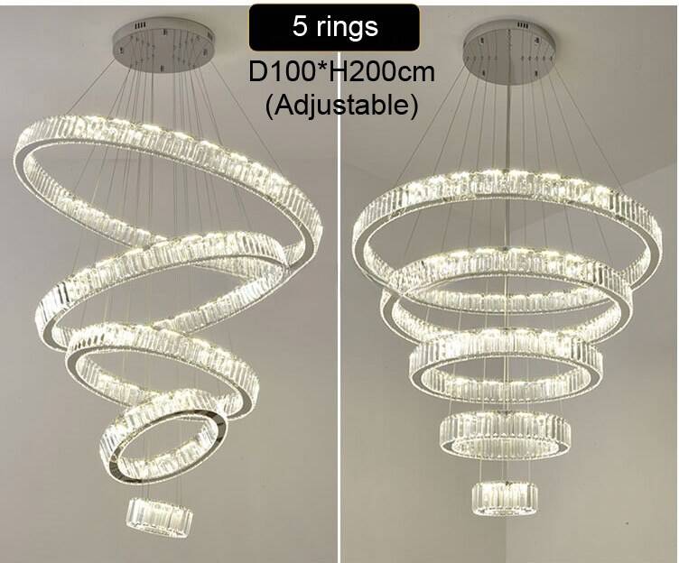 Modern Crystal Pendant Lights Round Ring LED Chandelier Hanging Lights Home Villa Staircase Chandeliers For Hotel Lobby Project supplier