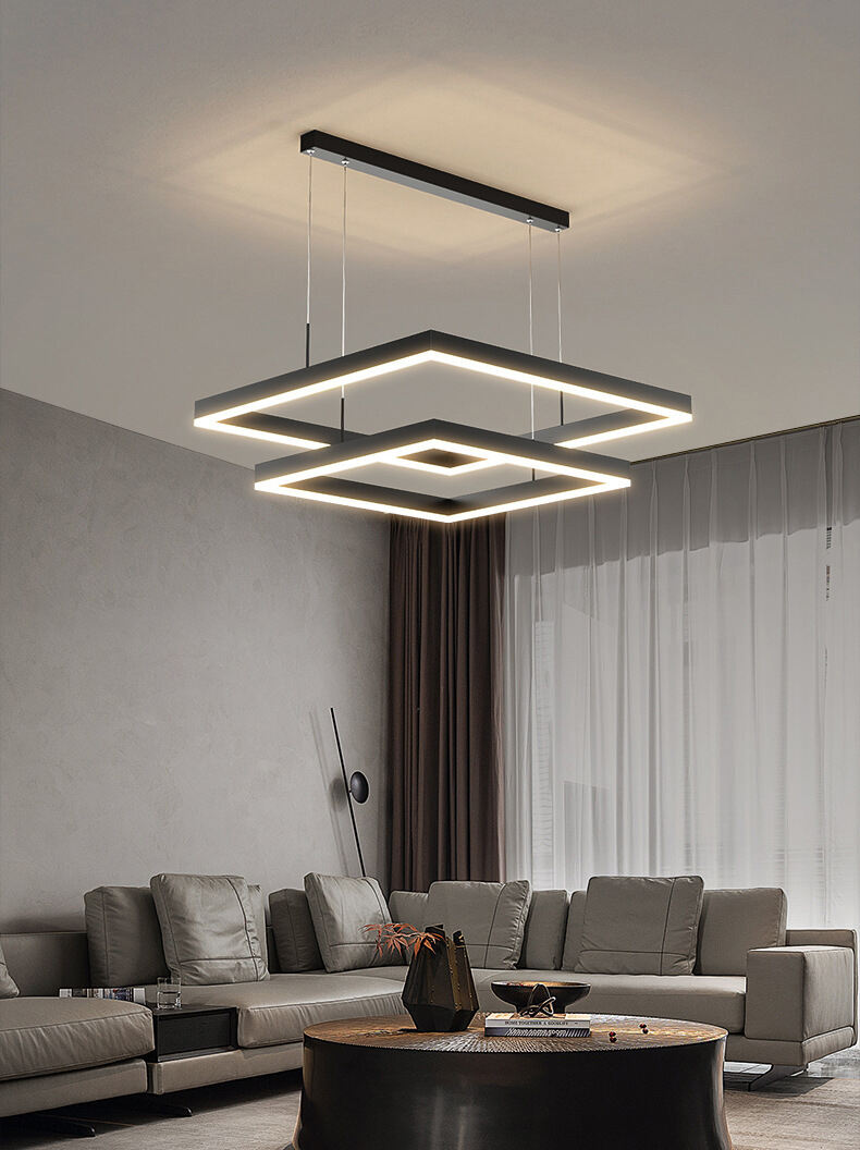 Ceiling Designer Suspended Curve Linear Acrylic Chandelier Modern Square LED Pendant Light details