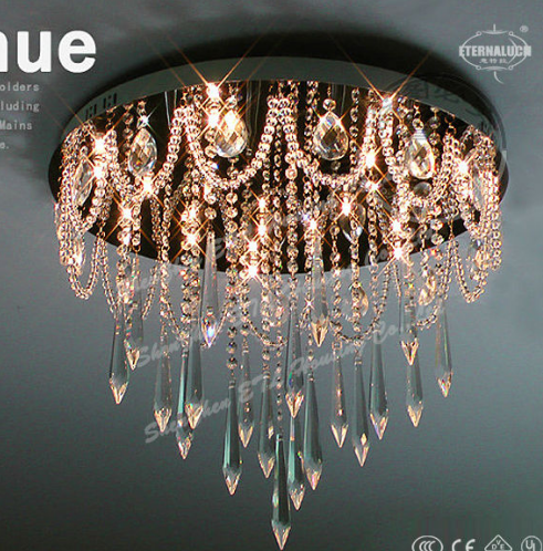 Modern round crystal ceiling lamps for bedroom ETL60449 manufacture