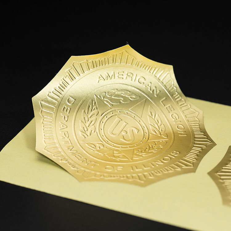 product customized design logo self adhesive stickers sheet seal embossed logo  round gold waterproof sticker label-8