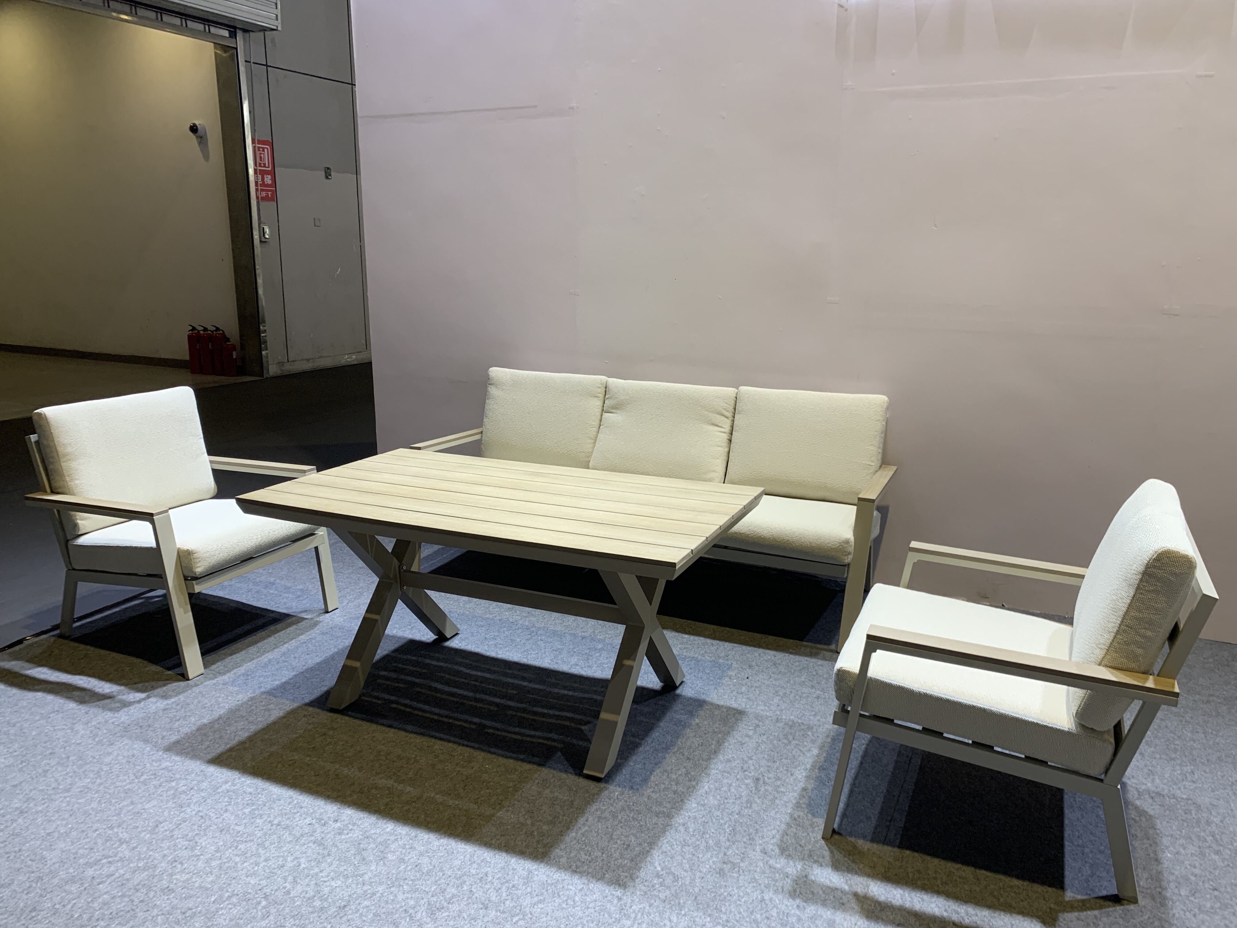 product 4pcs aluminium patio furniture outdoor furniture aluminium garden sofa set with coffee table-6