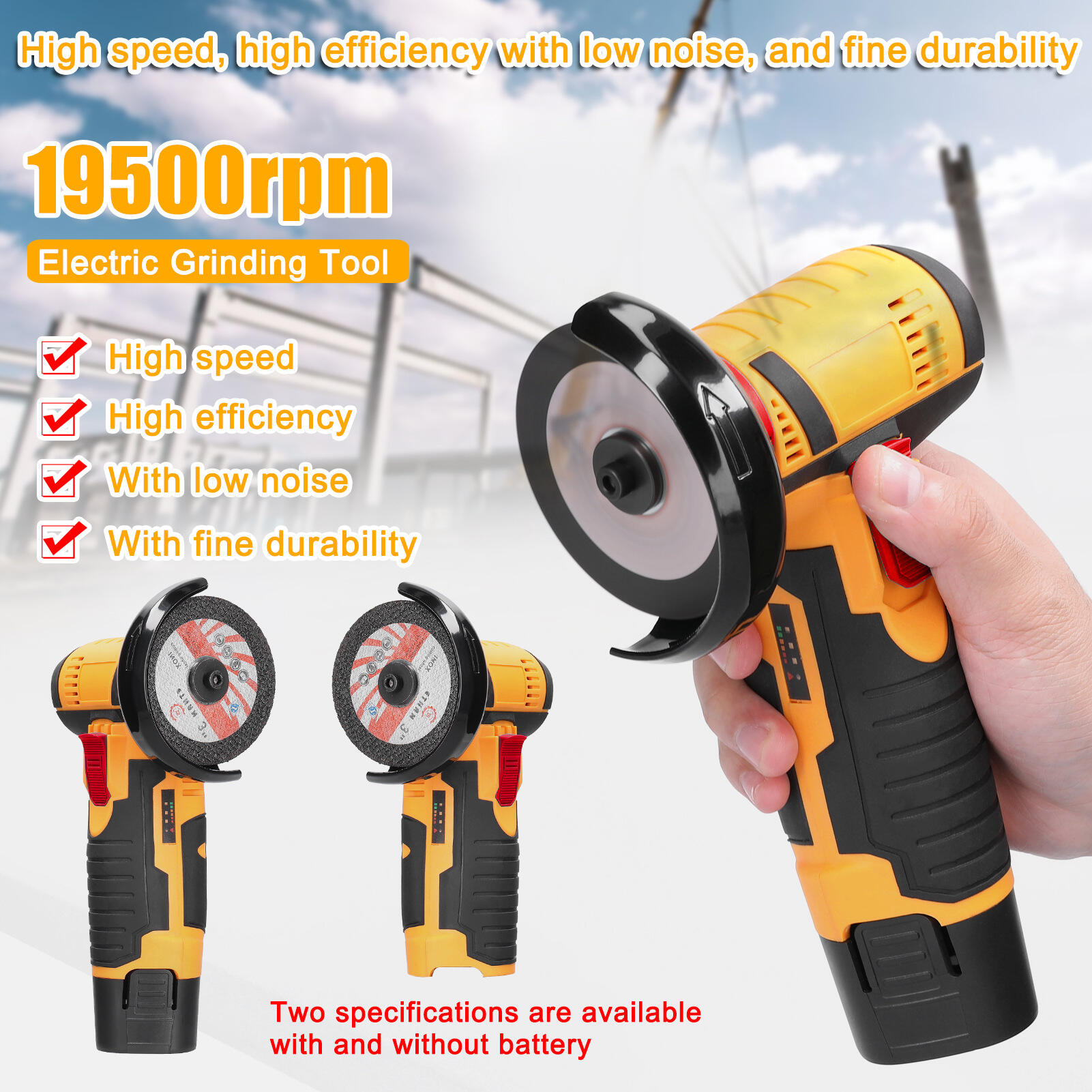 DW 12V Battery Tools Electric Portable Cordless Home Use Diy Brushless 78mm Angle Grinder details