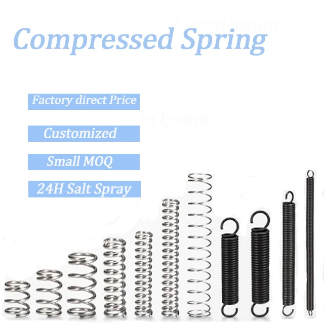 Custom Black Dual Hook Helical Galvanized Coil Stainless Steel Compression Tension Spring manufacture