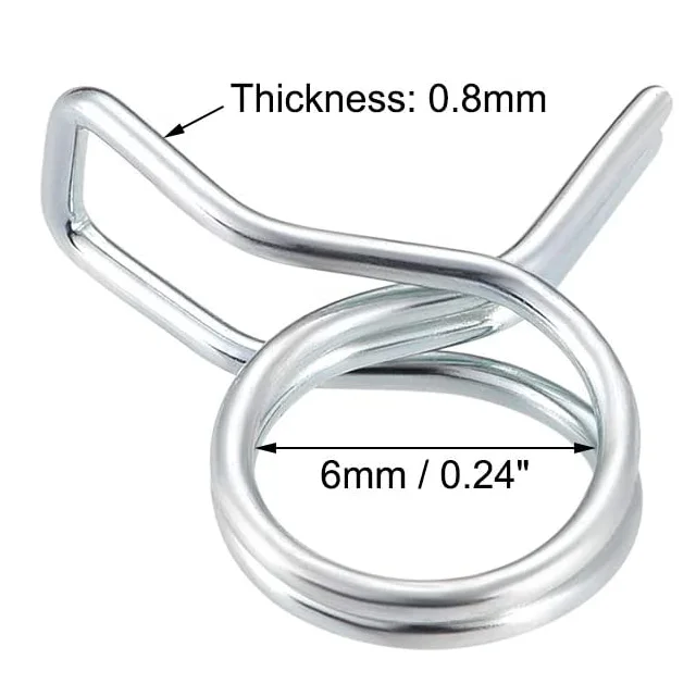 Custom Vacuum Fuel Hoses Line Clamp Metal Stainless Steel Torsion Spring Single Wire Hose Clip supplier