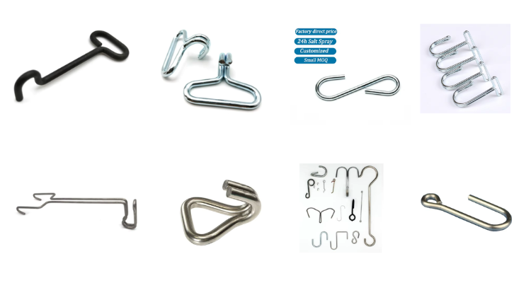 Hongsheng Stock Product Metal Wrought Carbon Steel Wire Forming Small J Shape Expansion Hooks factory