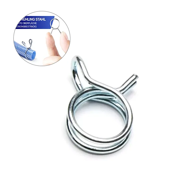 Custom Galvanize Metal Fuel Hose Stainless Steel Single Wire  Torsion Spring Hose Clip Clamp manufacture
