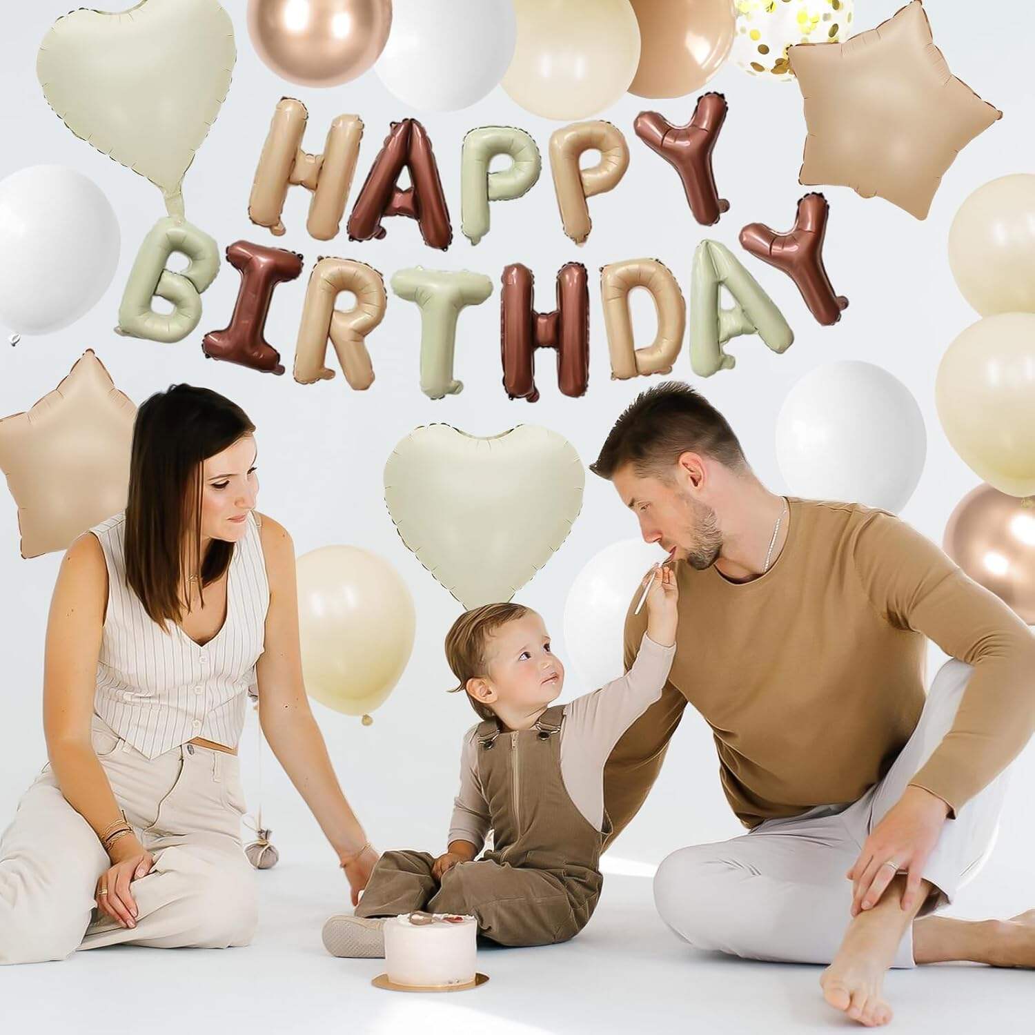 product white sand gold brown birthday decorations 30 pcs balloons banner set for birthday party baby shower-4