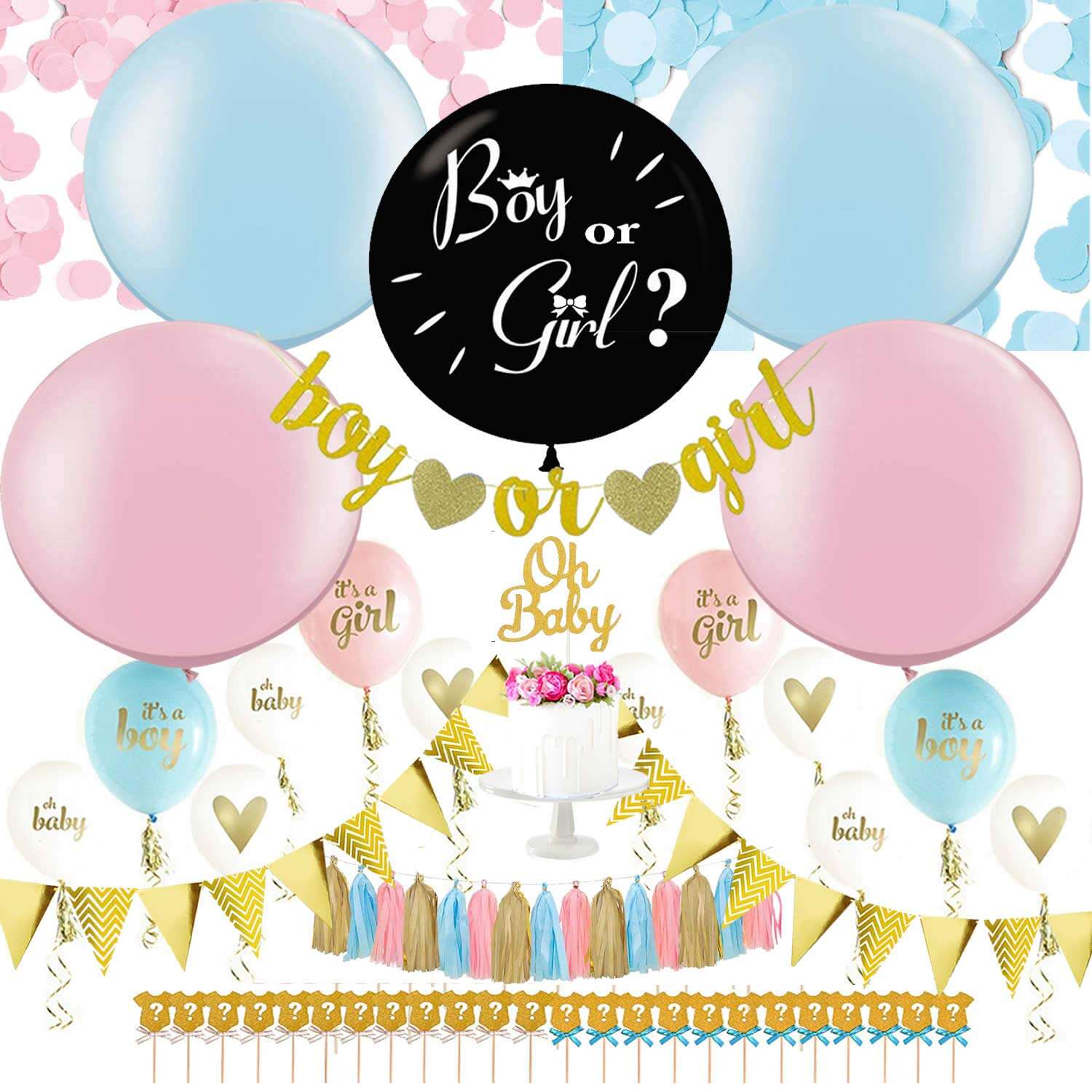 product transparent gender reveal boxes includes 32 balloons perfect for baby shower decorations for boy or girl baby shower decor-9