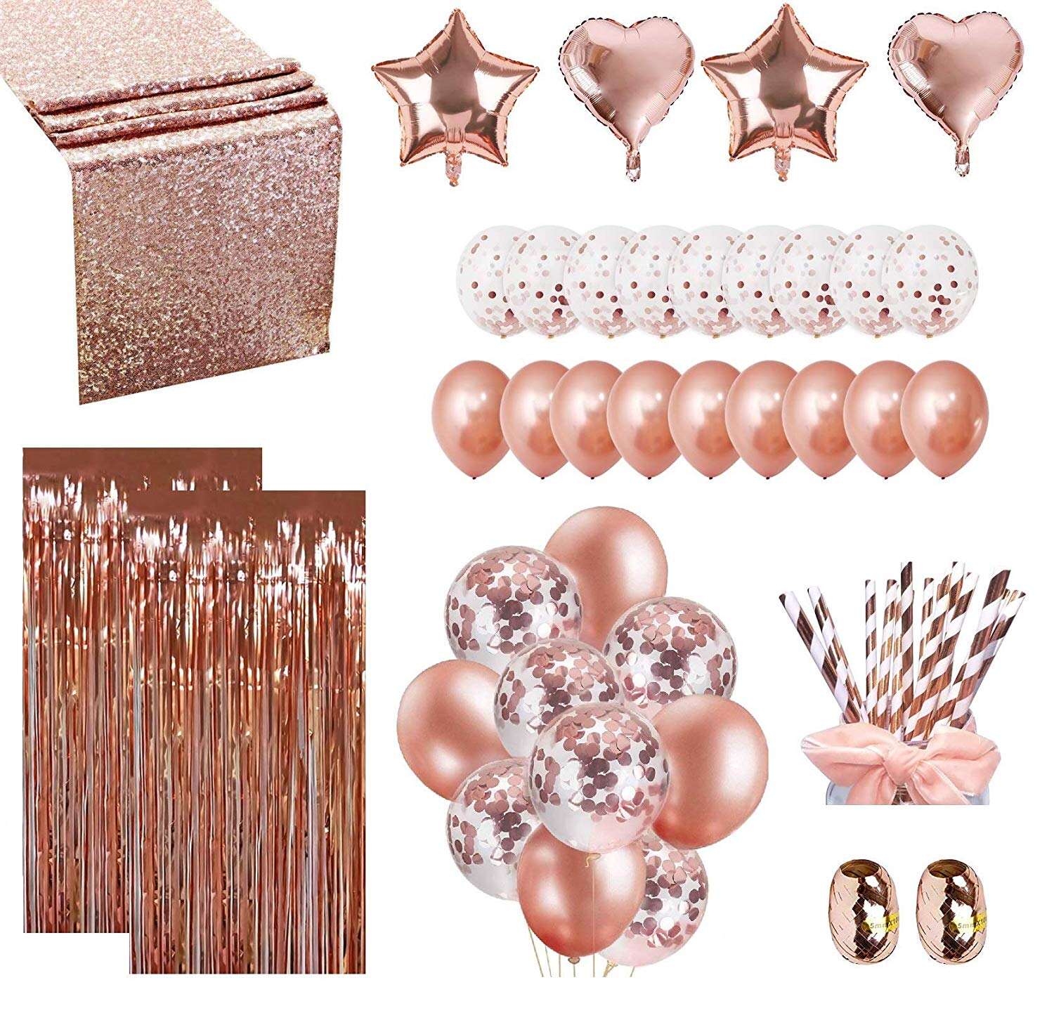 product 194 pcs pink bow balloon arch garland kit with clear balloons pink ribbon bow party decoration-8