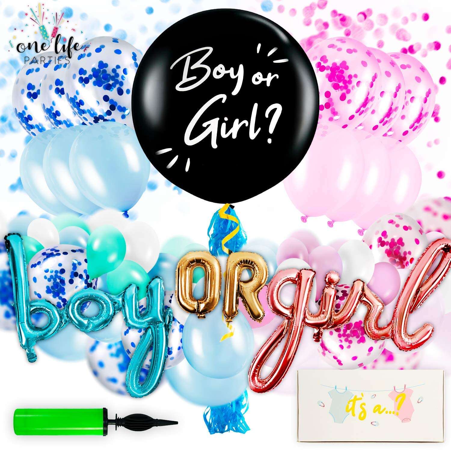 product transparent gender reveal boxes includes 32 balloons perfect for baby shower decorations for boy or girl baby shower decor-12