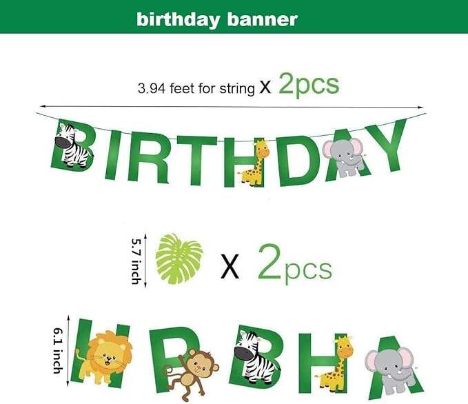 product safari jungle theme birthday decorations paper party supplies including banner sash animal graduation thanksgiving diwali-2