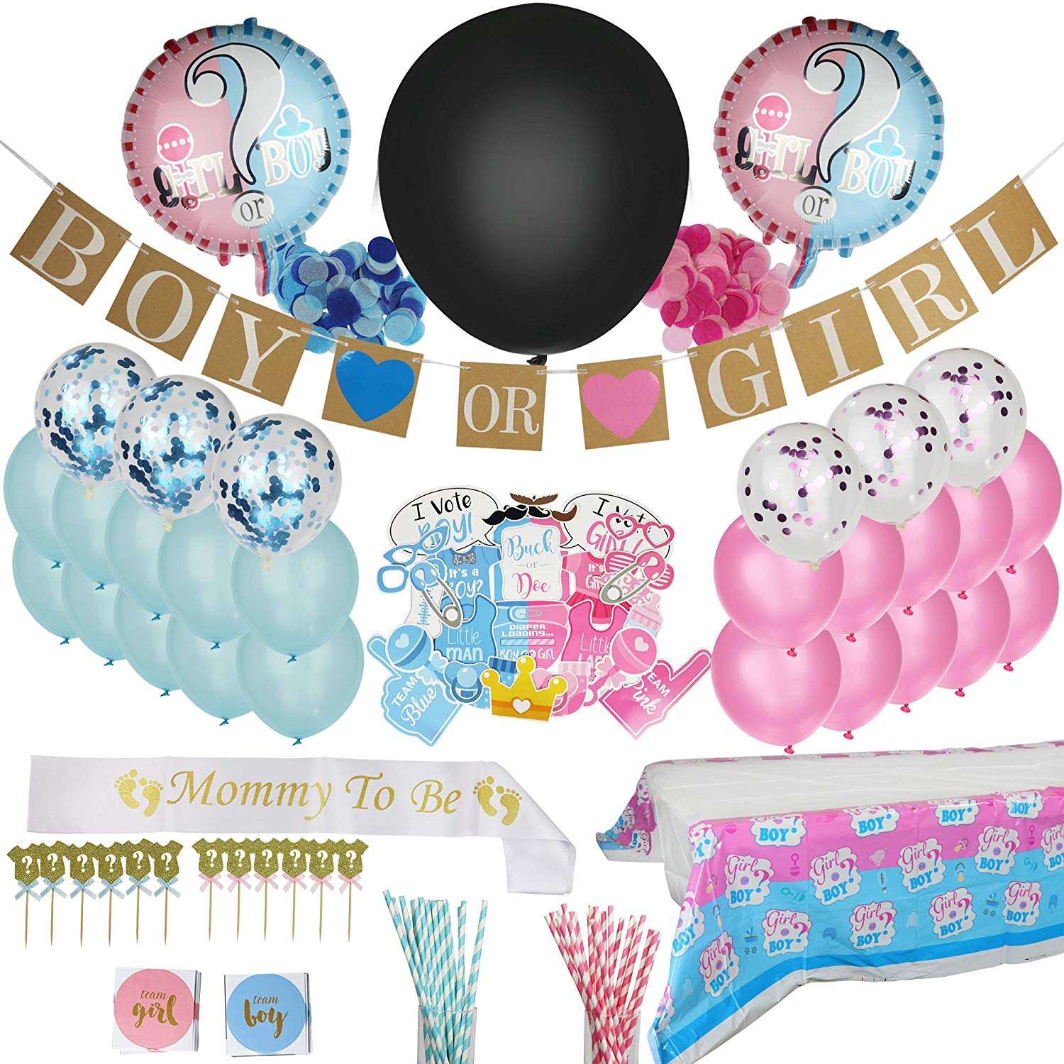 product transparent gender reveal boxes includes 32 balloons perfect for baby shower decorations for boy or girl baby shower decor-10