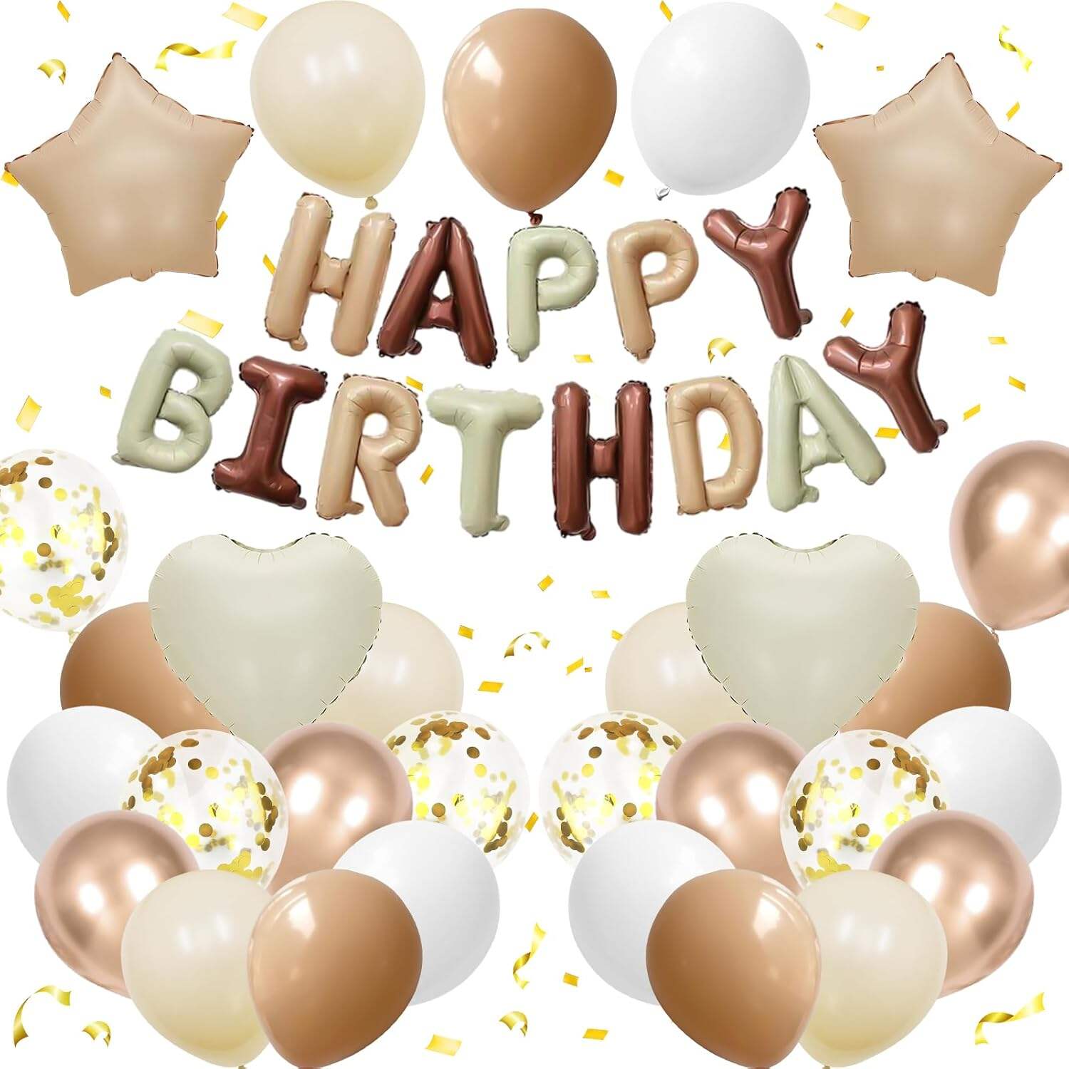 product white sand gold brown birthday decorations 30 pcs balloons banner set for birthday party baby shower-2