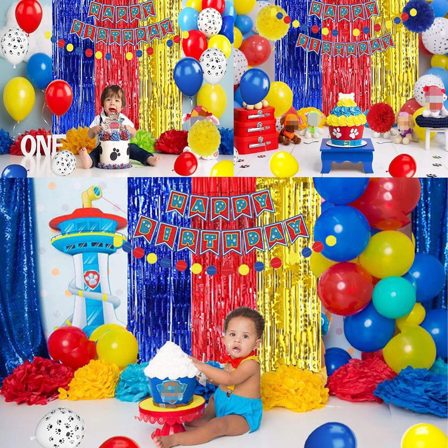 product paw birthday decoration banner balloons  foil fringe curtains for paw birthday decoration-3