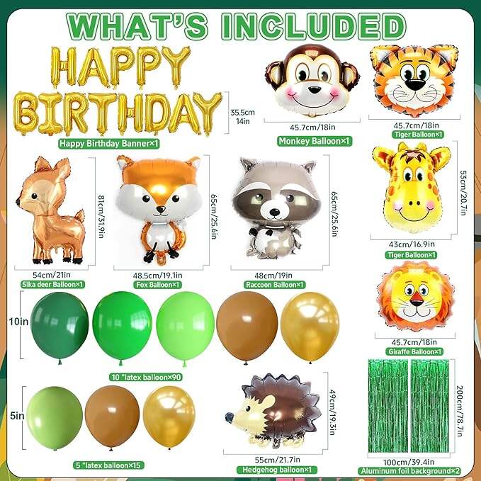 product animal jungle safari theme birthday party decorations kids wild one green brown forest balloons garland arch kits made latex-2