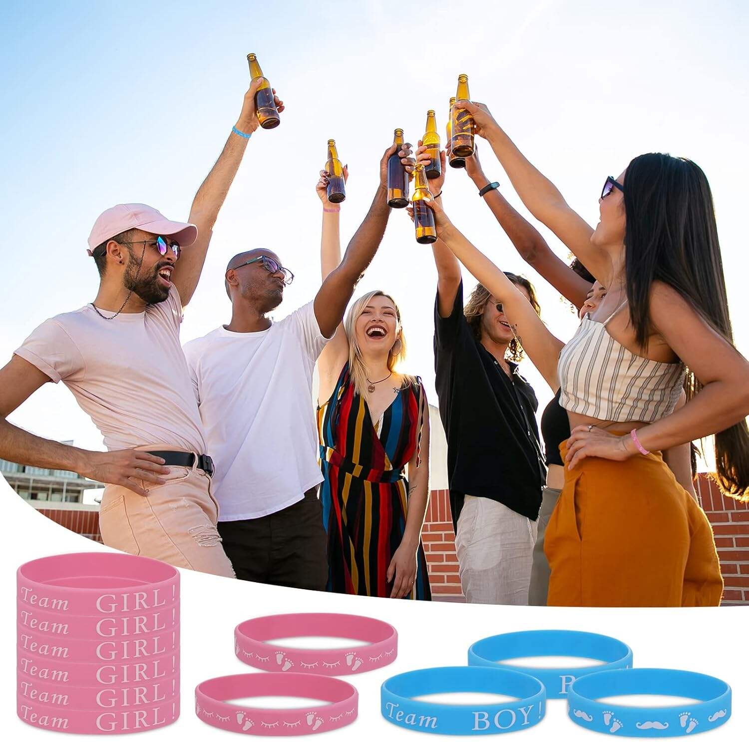 product 77 pieces boy or girl voting game gender reveal stickers bracelets for gender reveal guess game party decoration-4