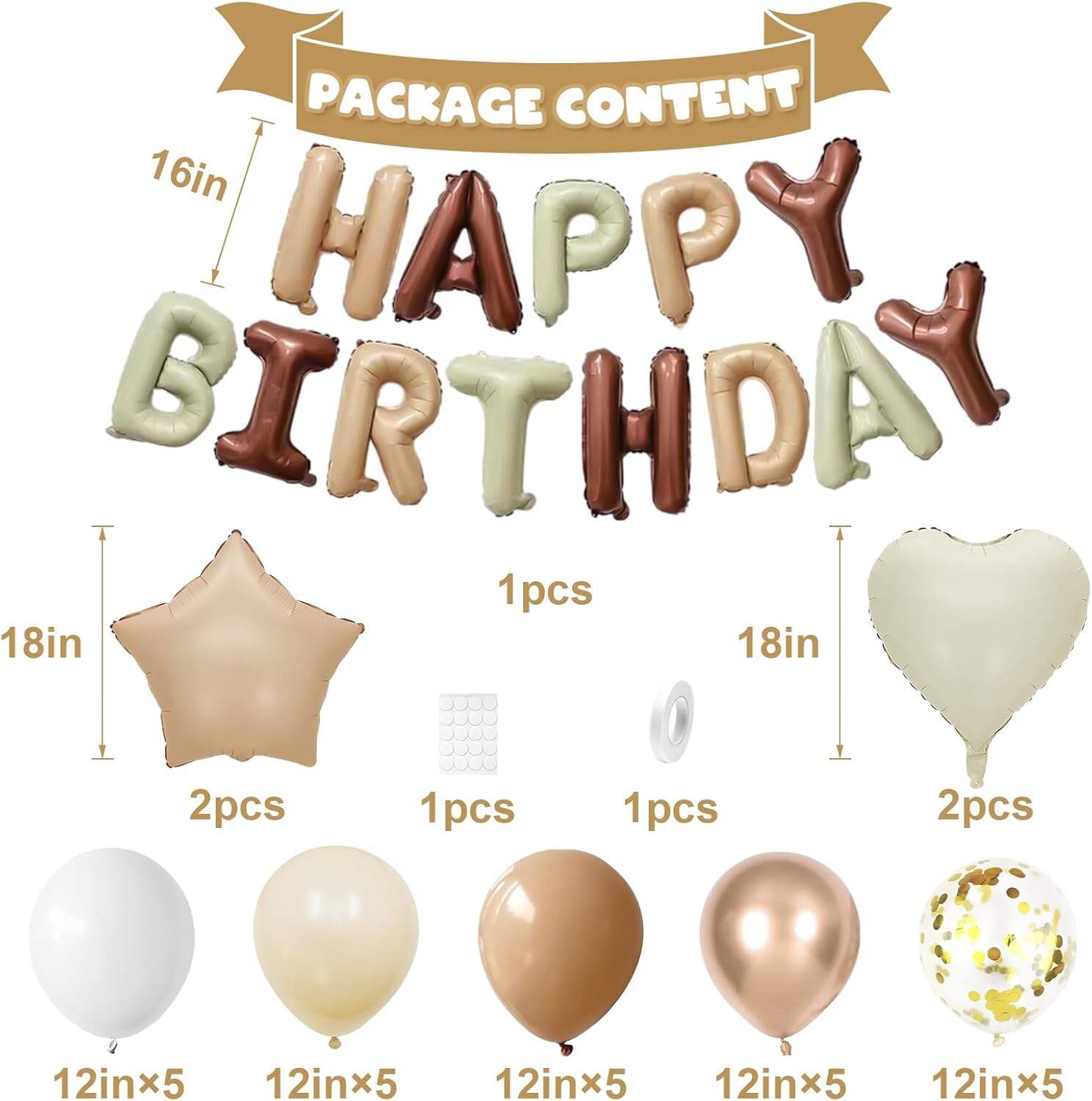 product white sand gold brown birthday decorations 30 pcs balloons banner set for birthday party baby shower-1