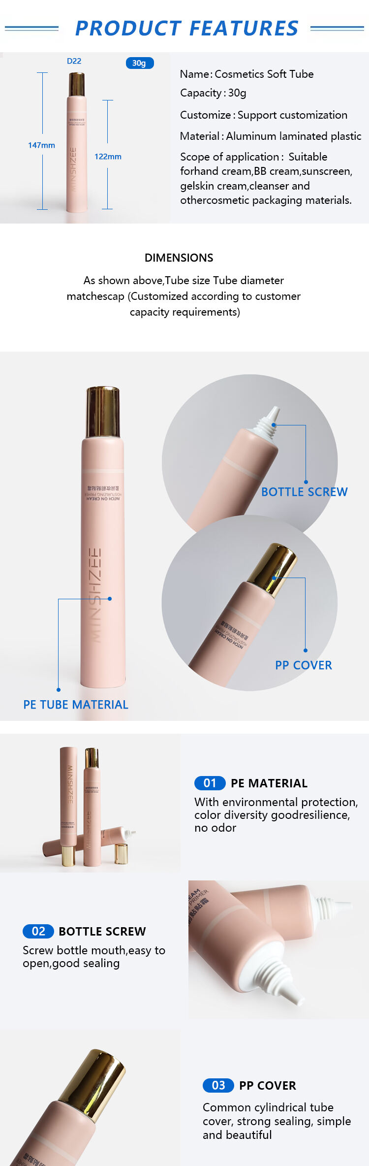 product cosmetic tube packaging for sunscreen eye cream bb foundation liquid cream squeeze tube with long soft nozzle for makeup-10